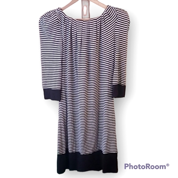 Ted Baker Black White Striped Long Ribbon Tie in Back Mini Dress - Picture 1 of 10